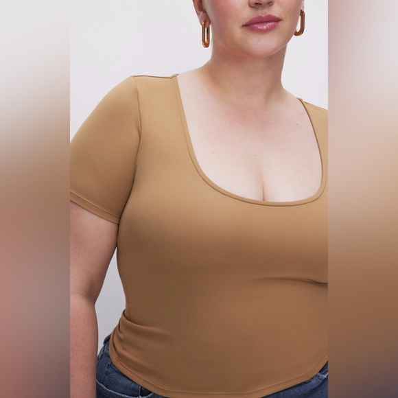 NWT Good American Women's Scoop Neck Crop Scuba Knit T-Shirt - Picture 11 of 15